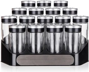 BANQUET Set recipiente mirodenii ALTIMA cu suport negru, 17 piese