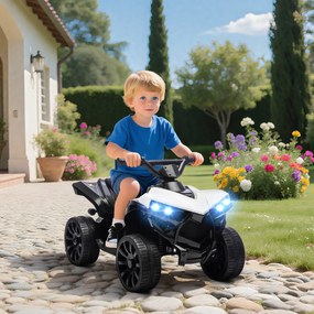 AIYAPLAY ATV Electric pentru Copii 6V, Mașină cu 4 Roți cu Muzică și Faruri LED, pentru Vârste 3-8 Ani, Alb, Negru | Aosom Romania