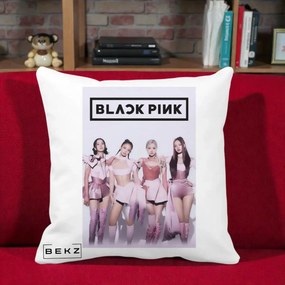Perna Personalizata K-pop BLACKPINK Poster Roz Tinute Coordonate, 40x40 cm, Alba Mata, Husa Detasabila, Perna Inclusa, BEKZ®