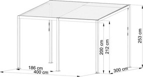 Pergolă bioclimatică cu acoperiș înclinat și lamele 3 x 4 M