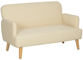 HOMCOM Canapea de două locuri, compactă, material prietenos cu pielea, până la 240 kg, 130x74x79 cm, alb crem | Aosom Romania