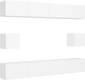 vidaXL Set dulapuri TV, 6 piese, alb, lemn prelucrat