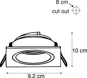 Spot încastrat inteligent alb pătrat, inclusiv WiFi GU10 - Chuck