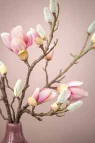 Crenguta flori artificiale Magnolia, Fibre artificiale, Roz, 101 cm