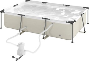 Outsunny Piscină Tubulară Dreptunghiulară cu Pompă de Filtrare 3701L din PVC cu 3 Straturi 316x238x66,5cm Gri | Aosom Romania