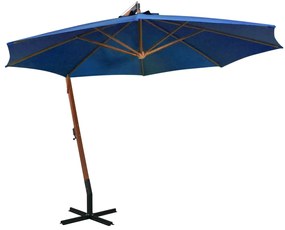 vidaXL Umbrelă în consolă cu stâlp, azuriu, 3,5x2,9 m, lemn de brad