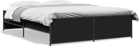 vidaXL Cadru de pat, negru, 140x200 cm, lemn prelucrat și metal