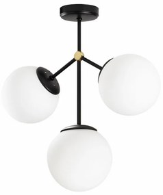 Lustra Damar - 6336, 3 Becuri, Soclu E27, Max 40W, Culoare Negru / Alb