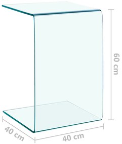 Masa laterala, 40x40x60 cm, sticla securizata