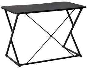 HOMCOM masa de birou pentru camera si oficiu compacta si cu economisire de spatiu, masa de birou moderna din metal si MDF 100x60x75.5cm negru