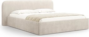 Pat tapitat cu somiera rabatabila si lada depozitare, 180x200 cm, Micadoni Home, Elizabeth-68, tesatura structurata chenille, bej