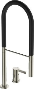 Baterie bucatarie cu pipa flexibila Ideal Standard Gusto 142 argintiu - negru semi-profesionala