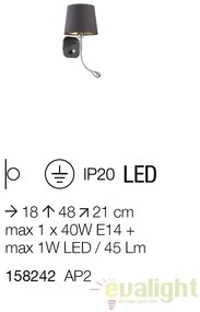 Aplica perete moderna cu reader LED directionabil NORDIK AP2 158242