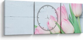 Tablou - Buchet de lalele (cu ceas) (90x30 cm)