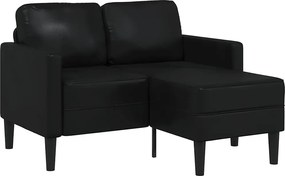 vidaXL Canapea cu 2 locuri și șezlong în formă de L, neagră, 125 cm, piele ecologică