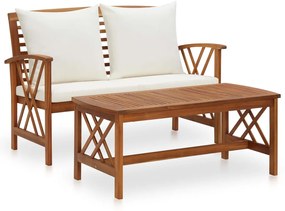 vidaXL Set mobilier de grădină cu perne, 2 piese, lemn masiv de acacia