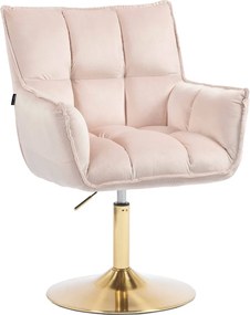 HR560N Scaun Catifea Roz Pudra cu Bază Aurie