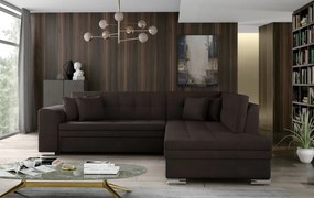 Coltar tapitat, extensibil, 260x80x205 cm, Pieretta R01, Eltap (Culoare: Negru pepit / Gri inchis piele)