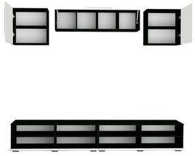 Living haaus Haga V16, Alb Lucios/Negru, MDF, L 240 cm