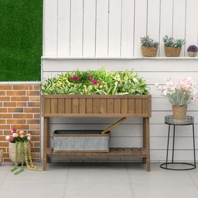 Outsunny Ghiveci pe Picioare pătrat Potager raft dim. 110L x 46l x 76H cm 8 Compartimente Inserturi de irigare Lemn de Brad | Aosom Romania