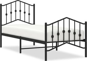 vidaXL Cadru pat metalic cu tăblii de cap/picioare , negru, 75x190 cm