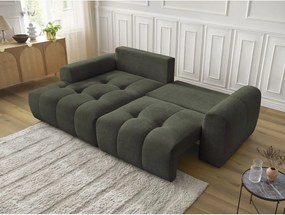 Colțar kaki extensibil/cu spațiu de depozitare cu tapițerie din chenille (cu colț pe partea stângă/cu șezlong) Roxelane – Bobochic Paris