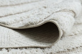 Covor ECO SISAL MOROC 22329 zigzag, linii boho franjuri - structural bej / cremă