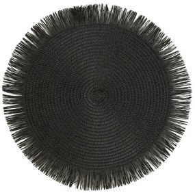 Covoraș rotund în stil boho cu franjuri - set de masă 38 cm Alb