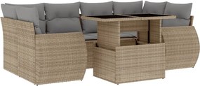 vidaXL Set canapele de grădină, 7 piese, cu perne, bej, poliratan
