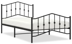 373803 vidaXL Cadru pat metalic cu tăblii de cap/picioare,  negru, 107x203 cm