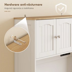 HOMCOM Dulap de bucătărie înalt, 173 cm, cu stație de încărcare, spațiu pentru cuptorul cu microunde, rafturi reglabile, 4 suporturi pentru condimente, alb | Aosom Romania