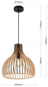 Lustra/Pendul modern din lemn stil scandinav ERIK D-35cm