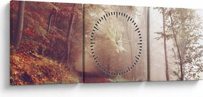 Tablou - Plimbarea de toamnă prin pădure (cu ceas) (90x30 cm)