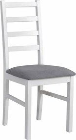 Scaun NILO 8, alb/gri - Riviera 91, lemn de fag/stofa catifelata, 43x4