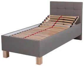 Pat tapițat MARIA ONE, 90x200 cm, cu spațiu de depozitare, fără saltea, culoare taupe