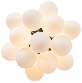 Plafoniera Art Deco neagră cu sticlă opalescentă cu 3 lumini - Uvas