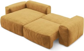 Colțar galben muștar extensibil cu tapițerie din chenille (cu colț pe partea stângă/cu șezlong) Kuki – Makamii