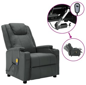 Fotoliu de masaj rabatabil electric, antracit, piele ecologică