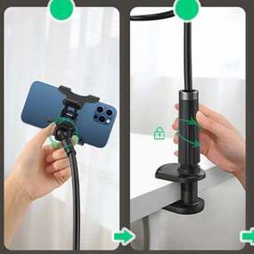 Suport de telefon brat flexibil de 90cm, fixare cu clips,negru UGREEN