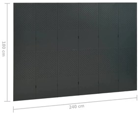 Paravane de camera cu 6 panouri,2 buc.,antracit,240x180 cm,otel Antracit, 240 x 180 cm, 2