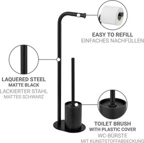 Suport pentru hârtie igienică negru din oțel Levante – Wenko