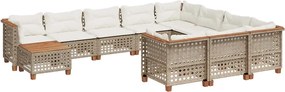 vidaXL Set canapele de grădină cu perne, 11 piese, bej, poliratan