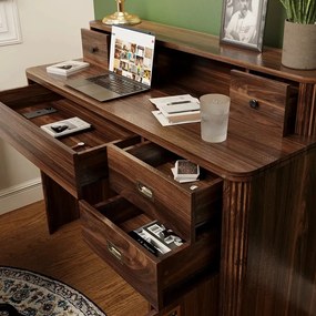 BIM2 - Masa de birou , 120 cm, home office cu 5 sertare - Maro