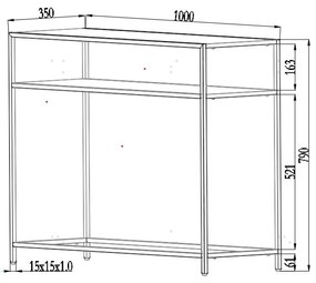 Masă tip consolă cu picioare metalice Actona Newcastle, negru