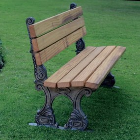 Banca exterior realizata manual din alumniu turnat si lemn masiv PB 1144