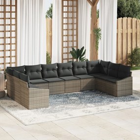 vidaXL Set de canapele pentru grădină 10 pcs Gri Rattan poli