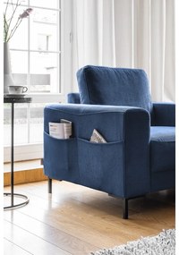 Fotoliu albastru închis cu tapițerie din catifea reiată Lofty Lilly – Miuform