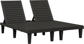 vidaXL Șezlong dublu, negru, 155x138x83 cm, polipropilenă