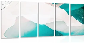 Tablou 5-piese abstracție albastră modernă