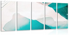 Tablou 5-piese abstracție albastră modernă
